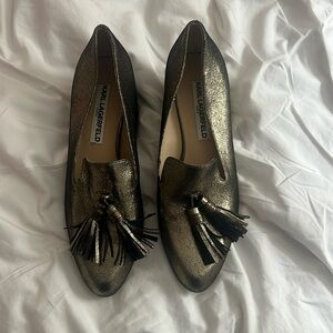 Karl Lagerfeld NWOB metallic loafers. Brand new, 7.5